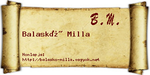 Balaskó Milla névjegykártya
